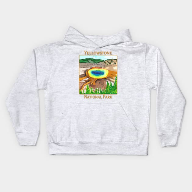 Prismatic Springs in Yellowstone National Park Kids Hoodie by WelshDesigns